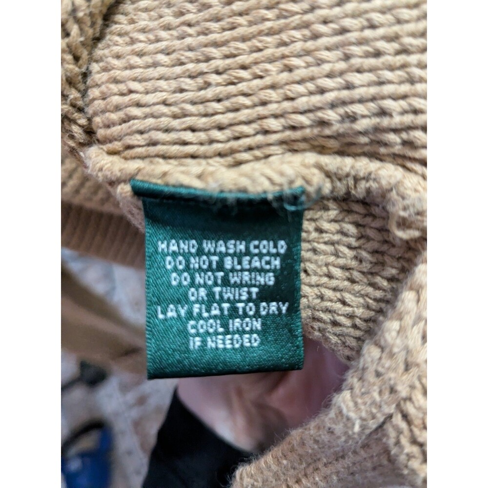 Lauren Ralph Lauren Camel Cotton V-Neck Sweater M - Picture 4 of 8